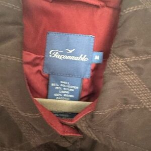 Faconnable Chocolate Quilted Jacket with Crimson Lining